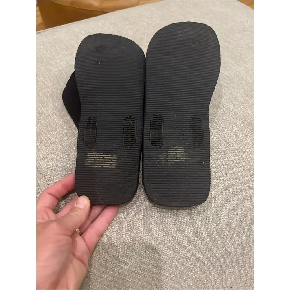 Havaianas Black & Orange Quilted Strap Flip Flops